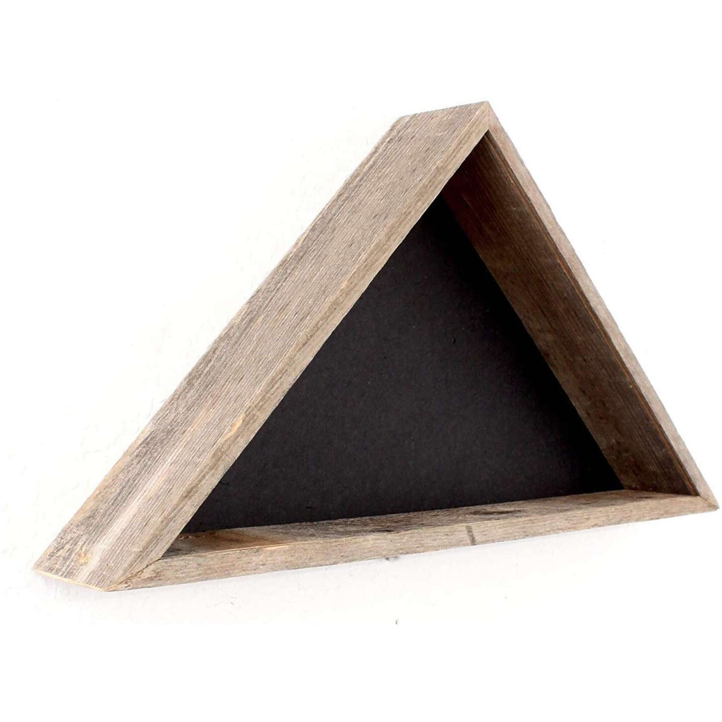 Rustic Weathered Grey Reclaimed Wood Triangle Wooden Display Flag Case