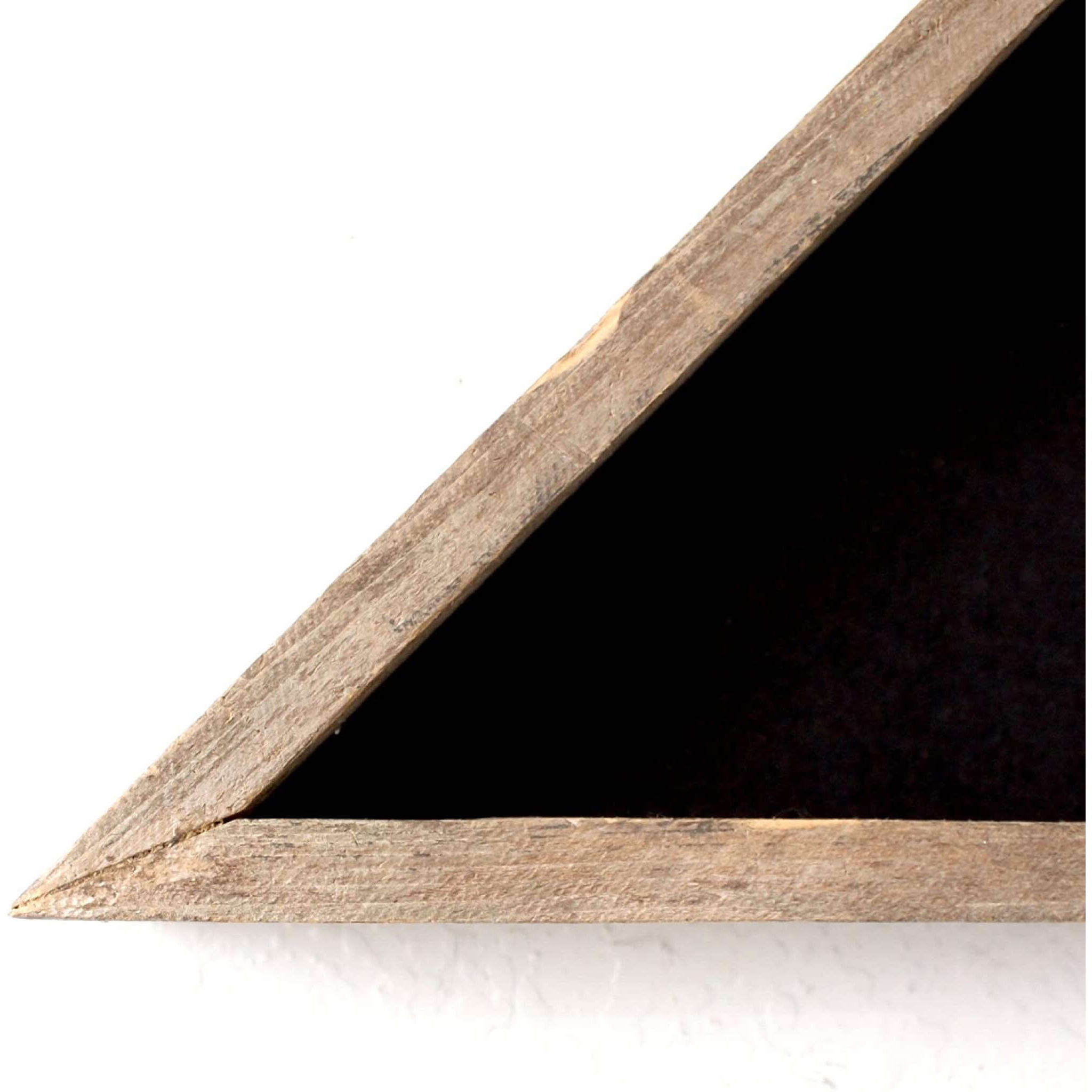 Rustic Weathered Grey Reclaimed Wood Triangle Wooden Display Flag Case