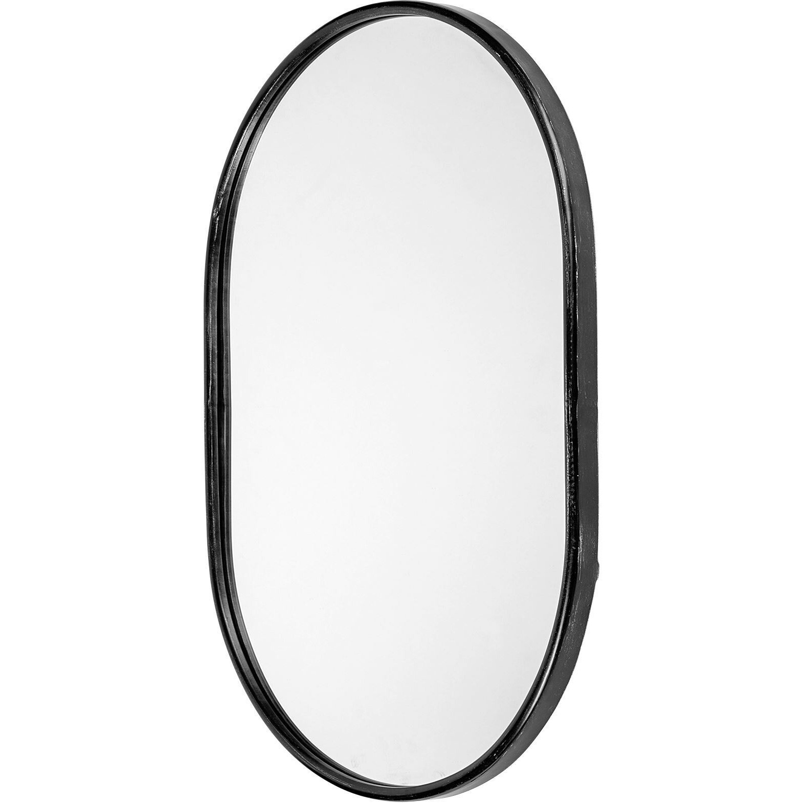 Oval Black Metal Frame Wall Mirror