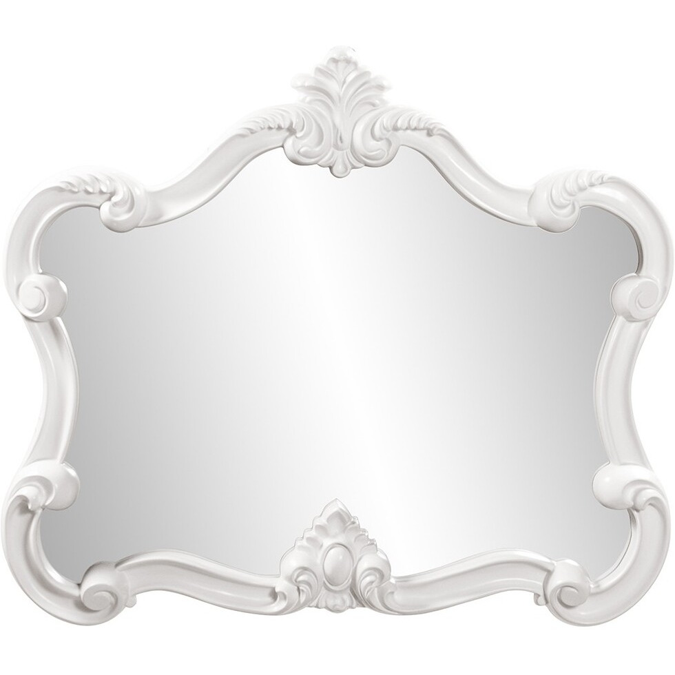White Baroque Shape Ornate Mirror