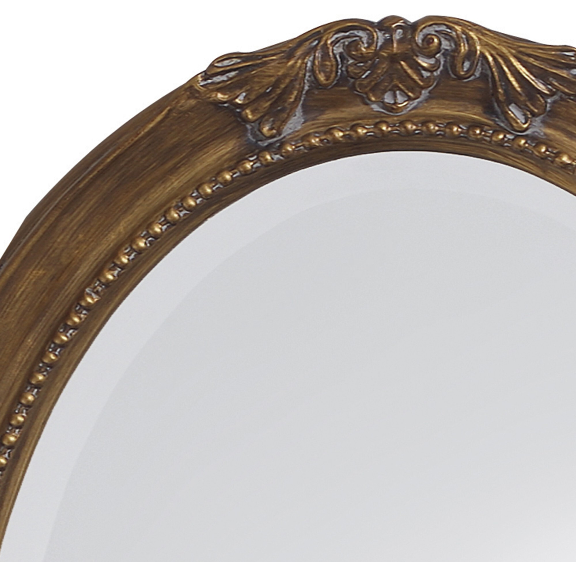 Oval Antique Gold Finish Mirror With Beaded Textured Frame