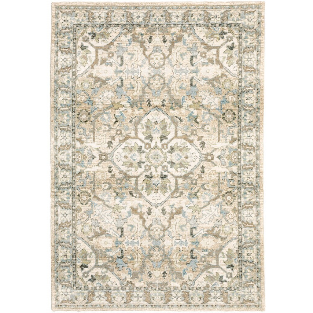 2'X3' Beige And Ivory Medallion Area Rug