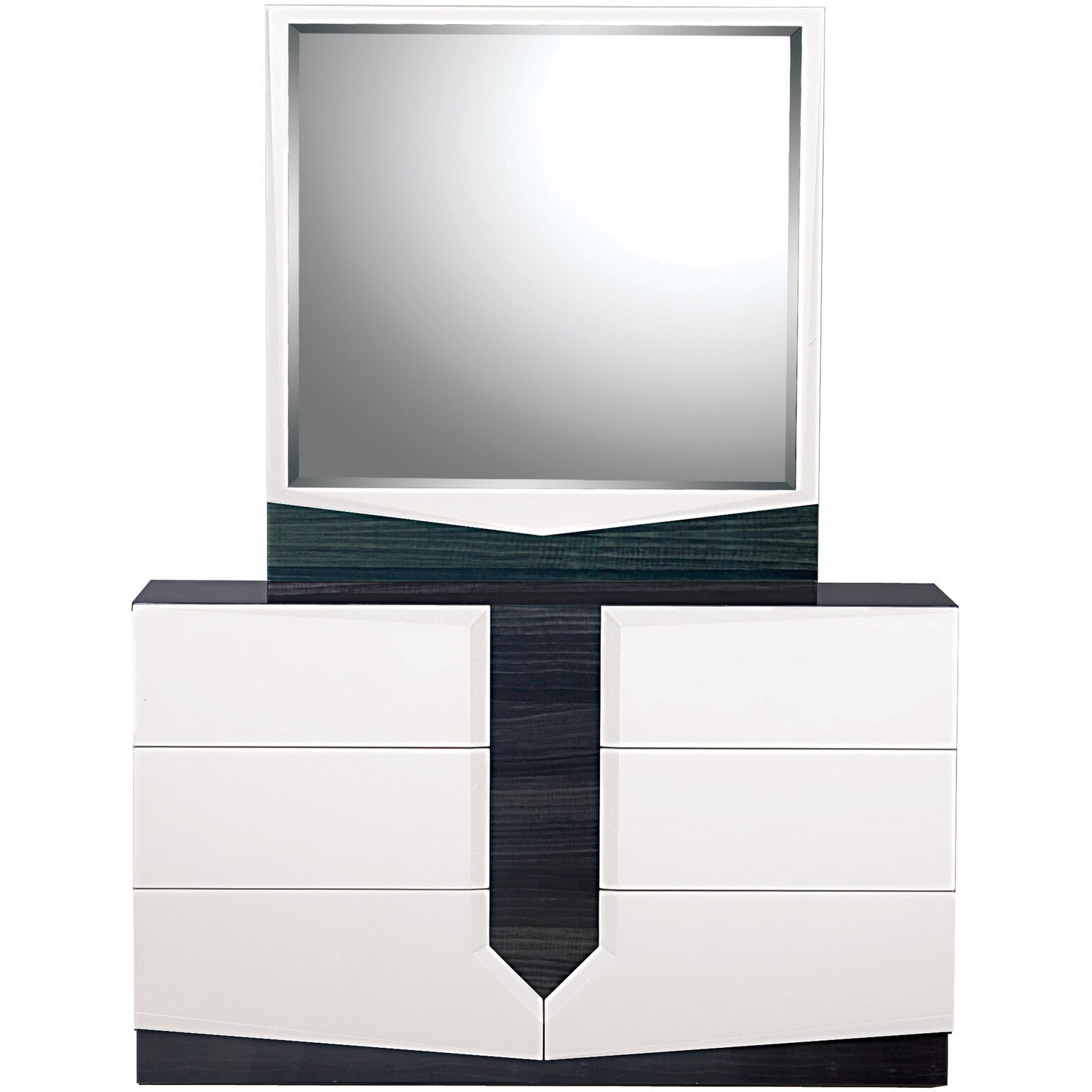 White And Grey Mirror With Rectangular Wood Trim