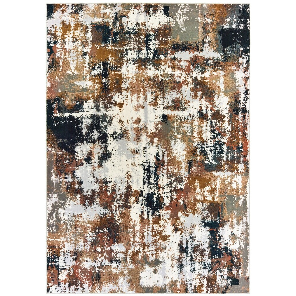 3' X 6' Ivory Gray Abstract Sectors Indoor Area Rug