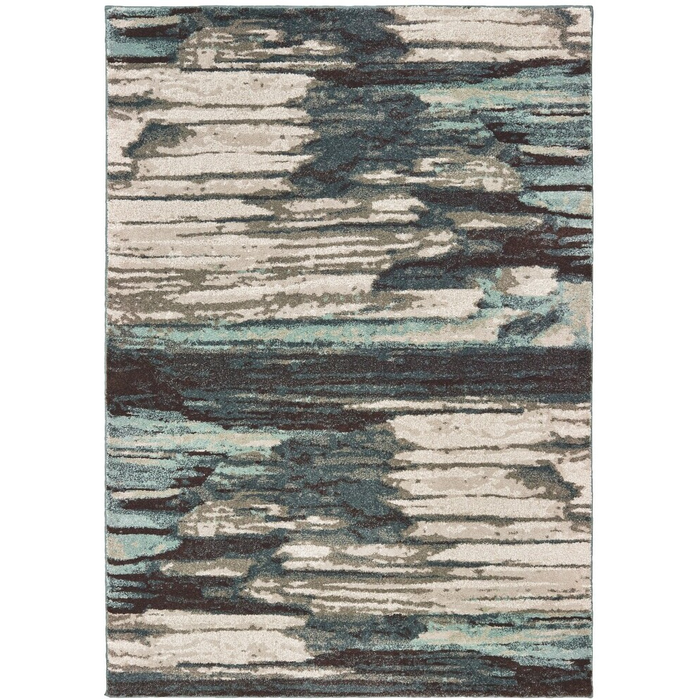 2' X 3' Ivory Blue Gray Abstract Layers Indoor Accent Rug