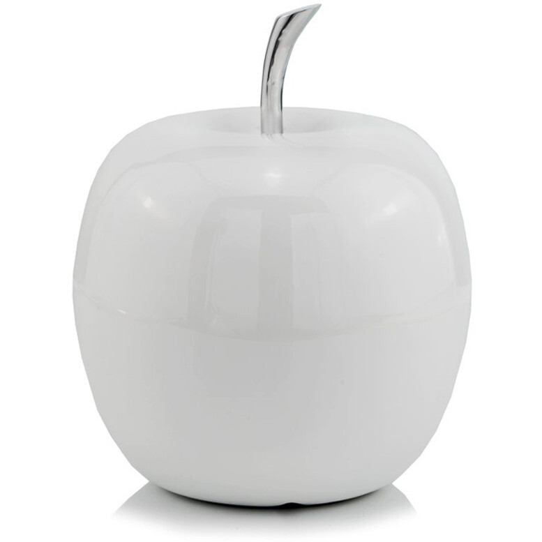 White Medium  Apple Shaped Aluminum Accent Home Decor