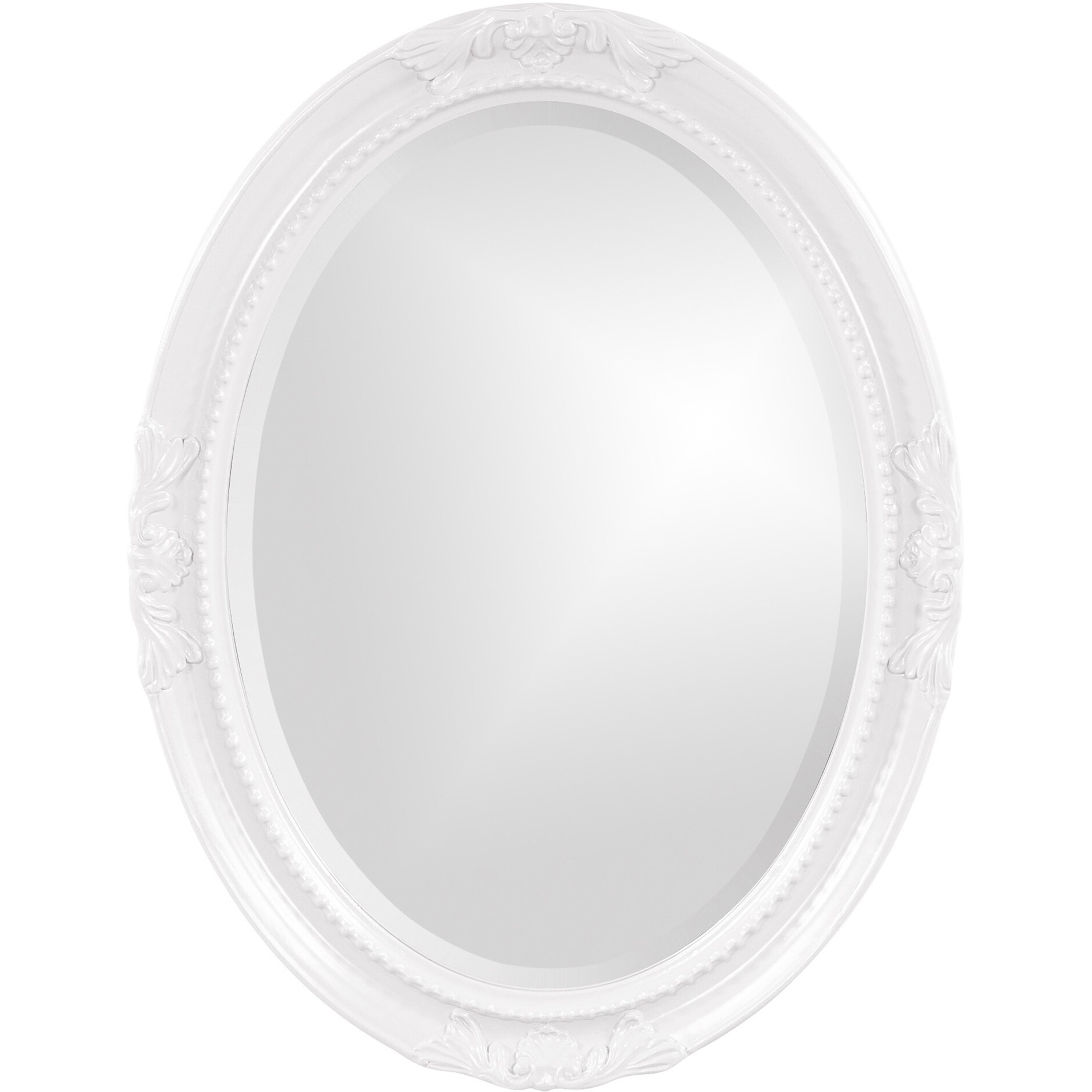 Oval Mirror In A Glossy White Wood Frame