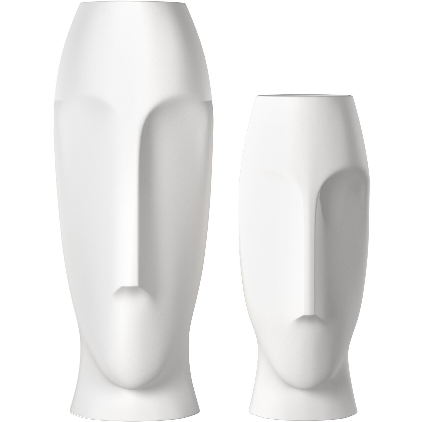 Matte White Ceramic Vase With Abstract Faces