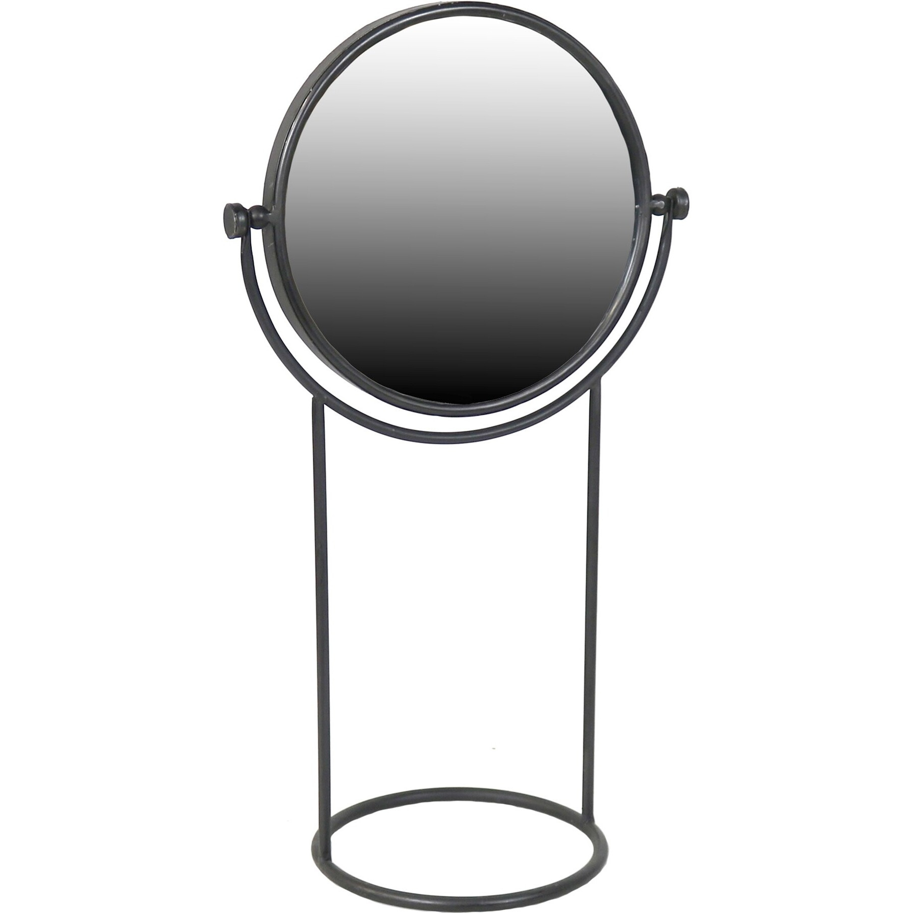 Black Tabletop Standing Round Vanity Mirror