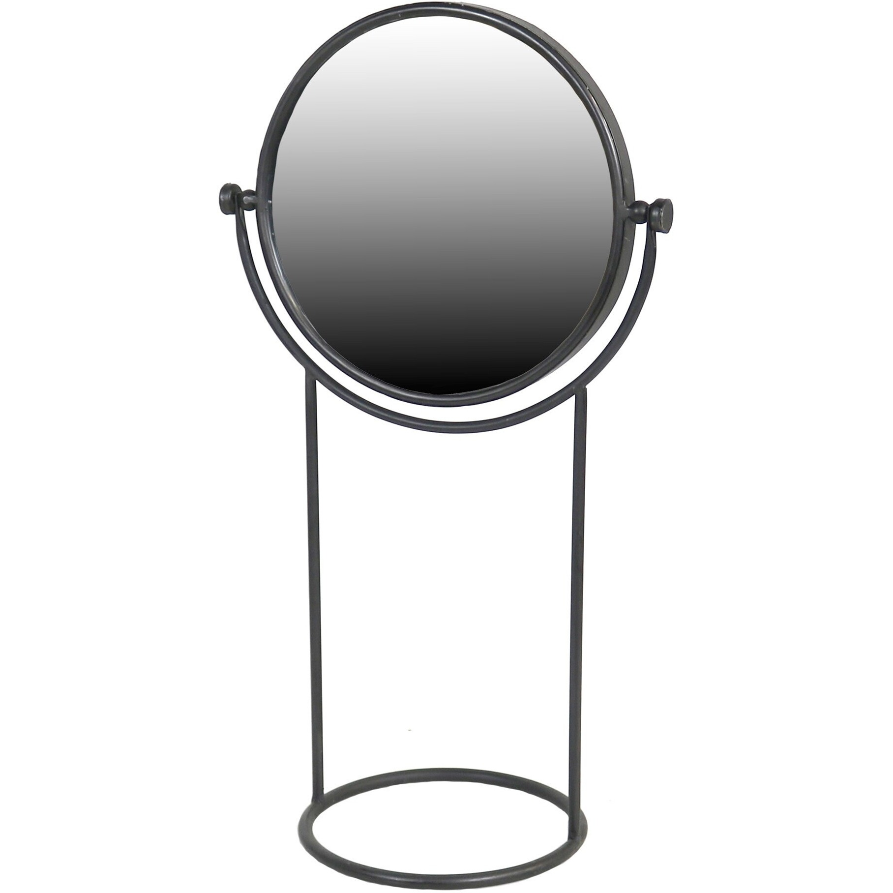 Black Tabletop Standing Round Vanity Mirror