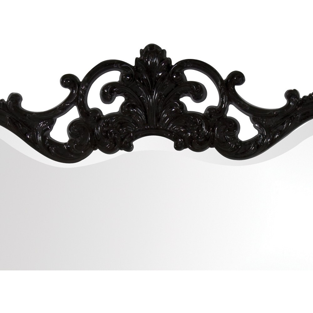 Scallop Mirror With Ornate Black Lacquer Frame