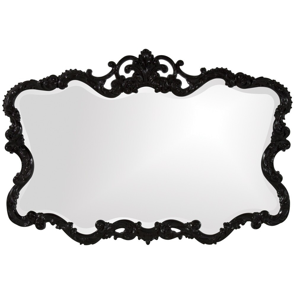Scallop Mirror With Ornate Black Lacquer Frame