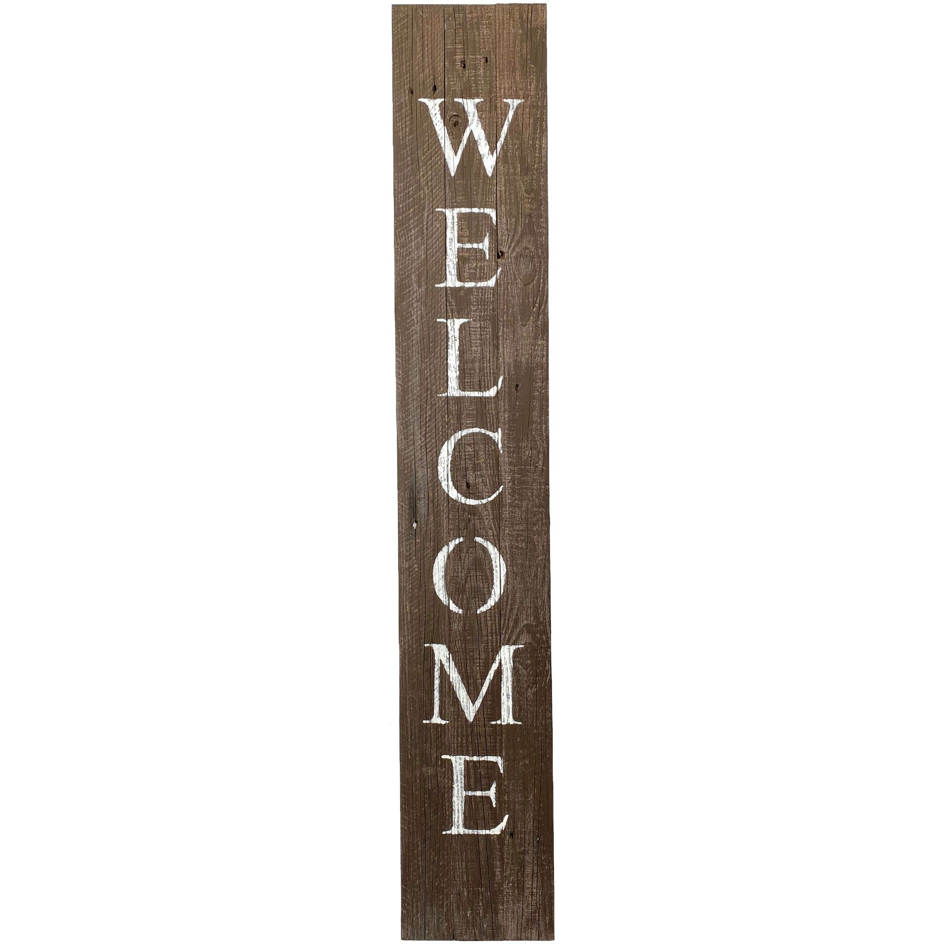 Rustic Espresso Brown And White Front Porch Welcome Sign