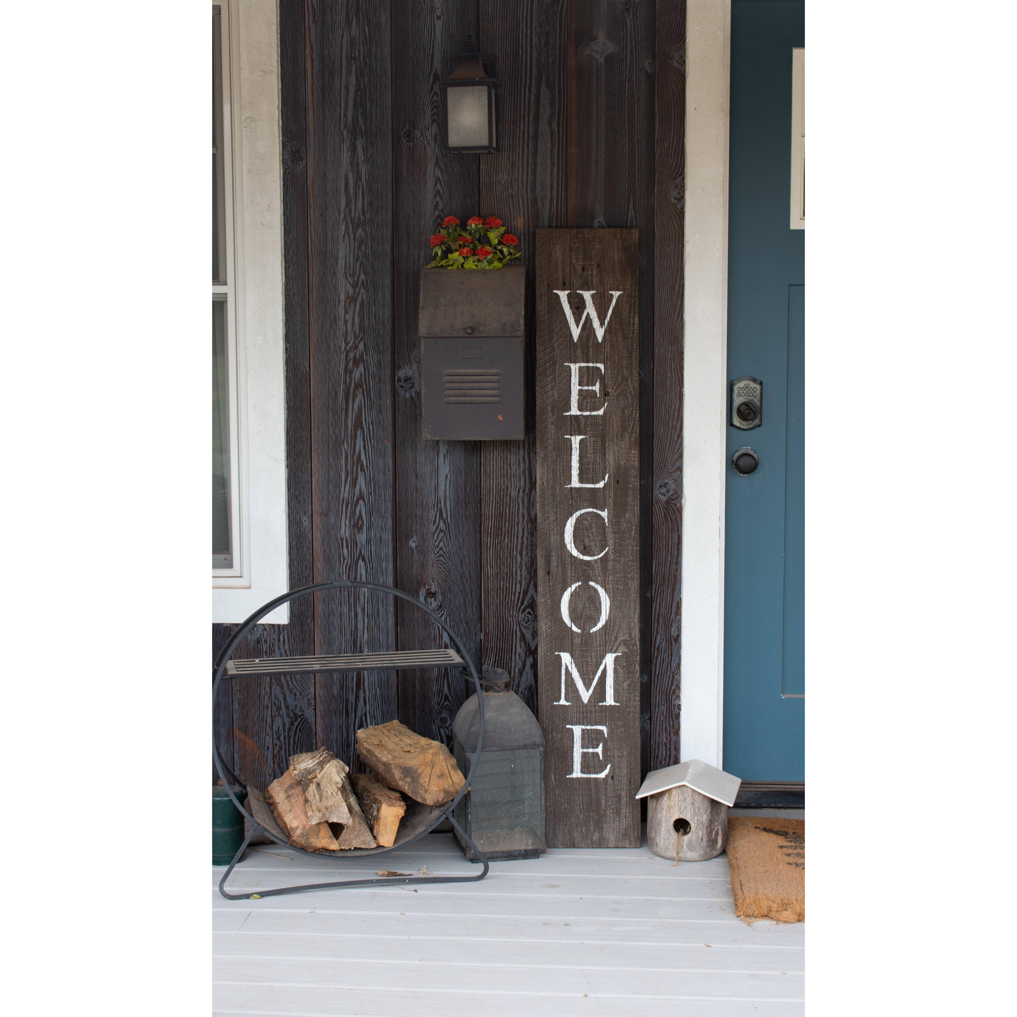 Rustic Espresso Brown And White Front Porch Welcome Sign