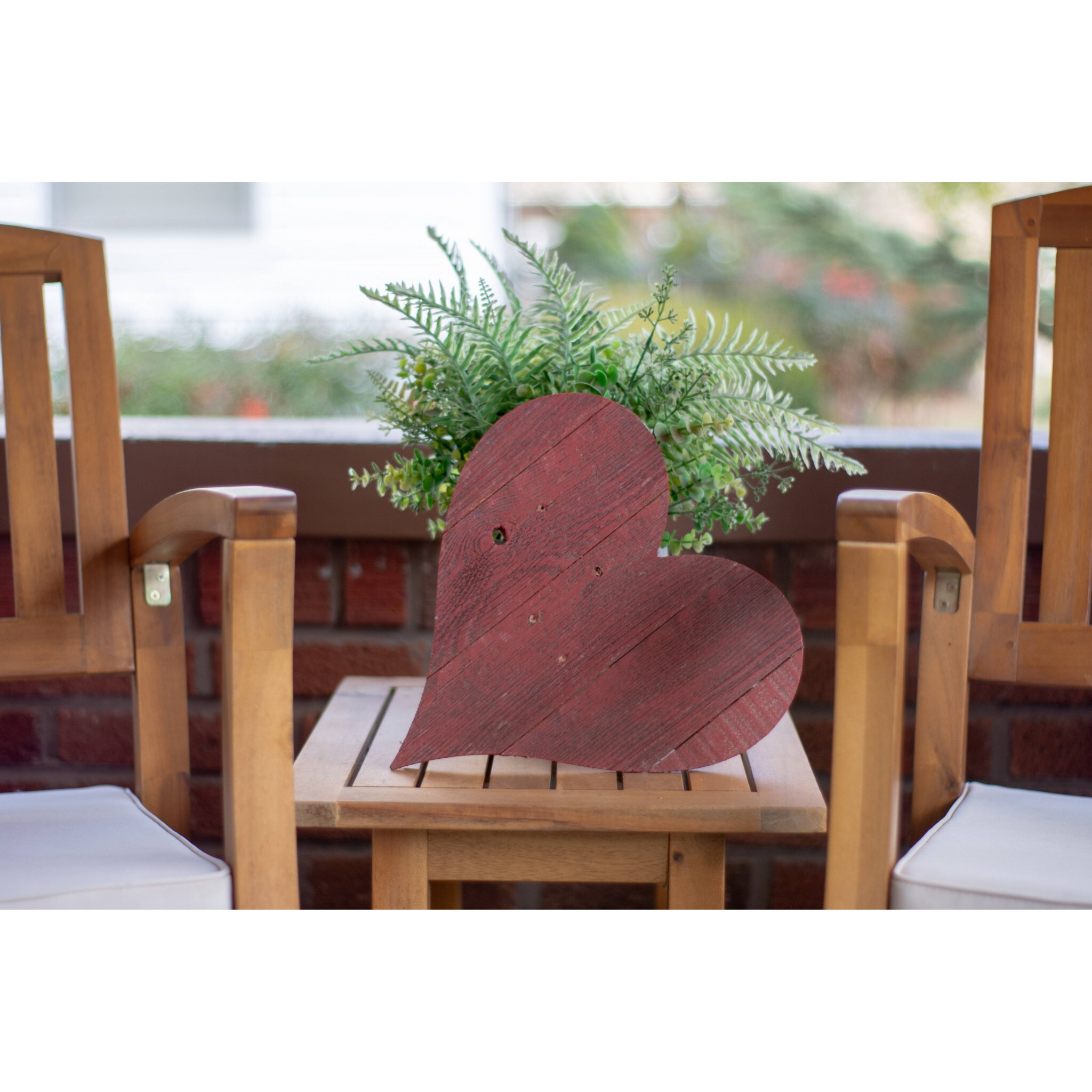 12"" Farmhouse Red Wooden Heart