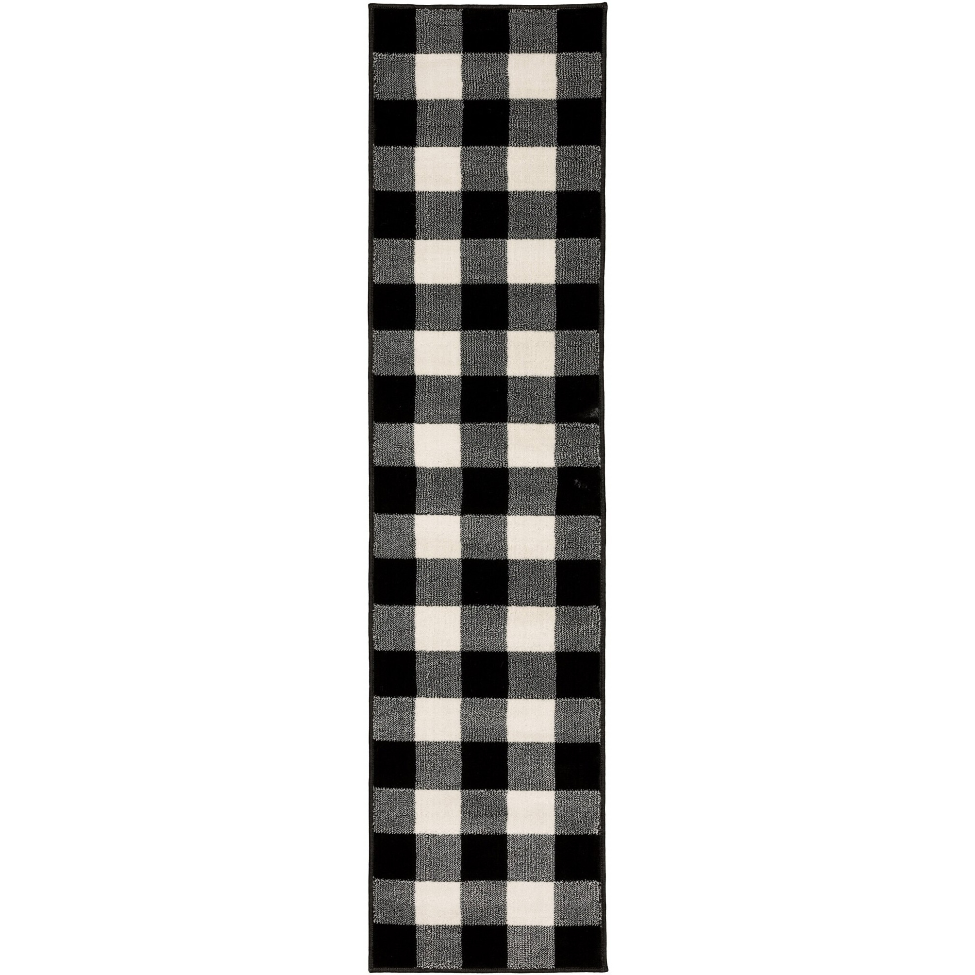 2 X 8 Monochromatic Gingham Pattern Indoor Runner Rug