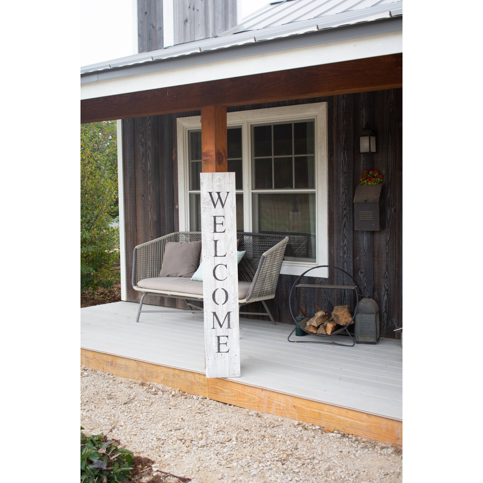 Rustic White Wash Front Porch Welcome Sign
