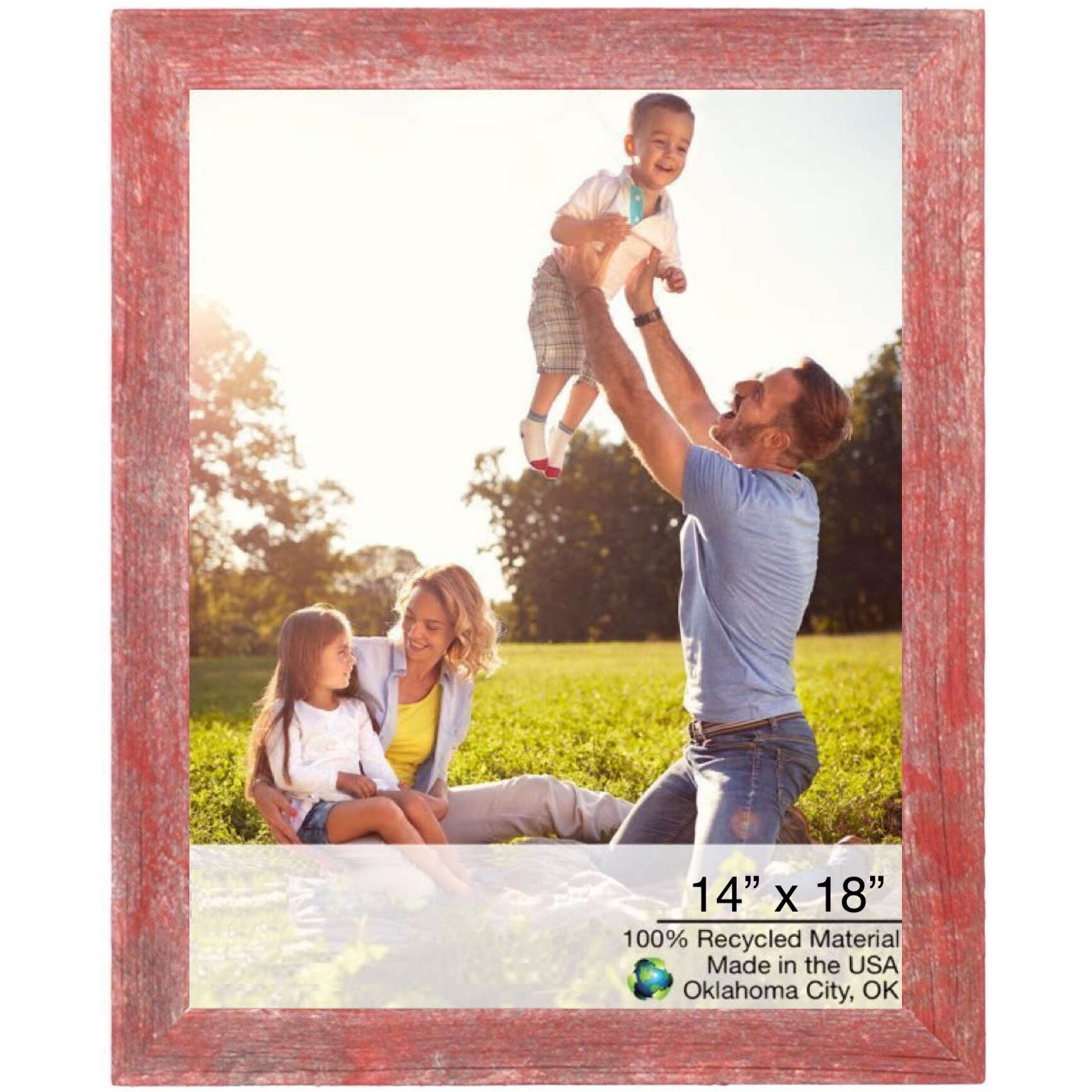 14"" X 18"" Rustic Red Wood Picture Frame