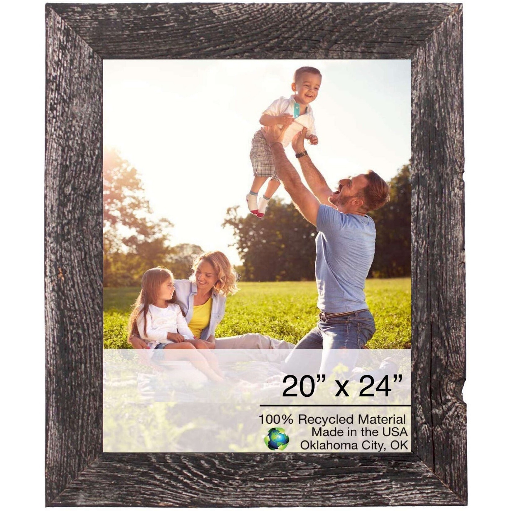 20"" X 24"" Rustic Farmhouse Rustic Black Wood Frame