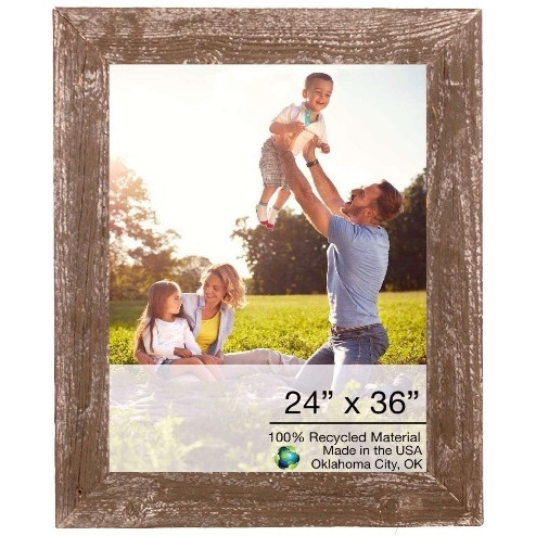 24"" X 36"" Rustic Farmhouse Espresso Wood Frame