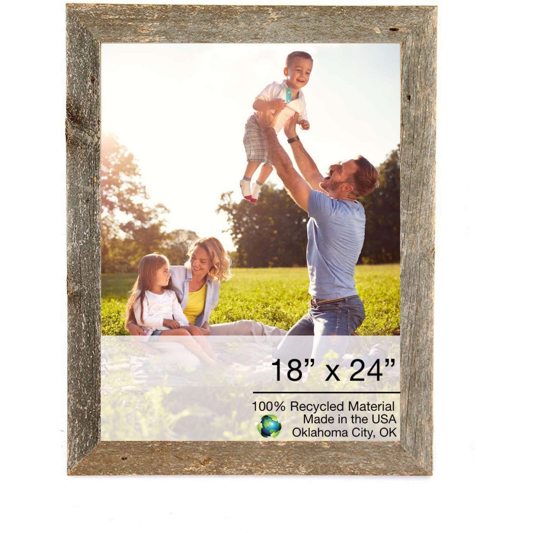 18"" X 24"" Rustic Farmhouse Gray Wood Frame