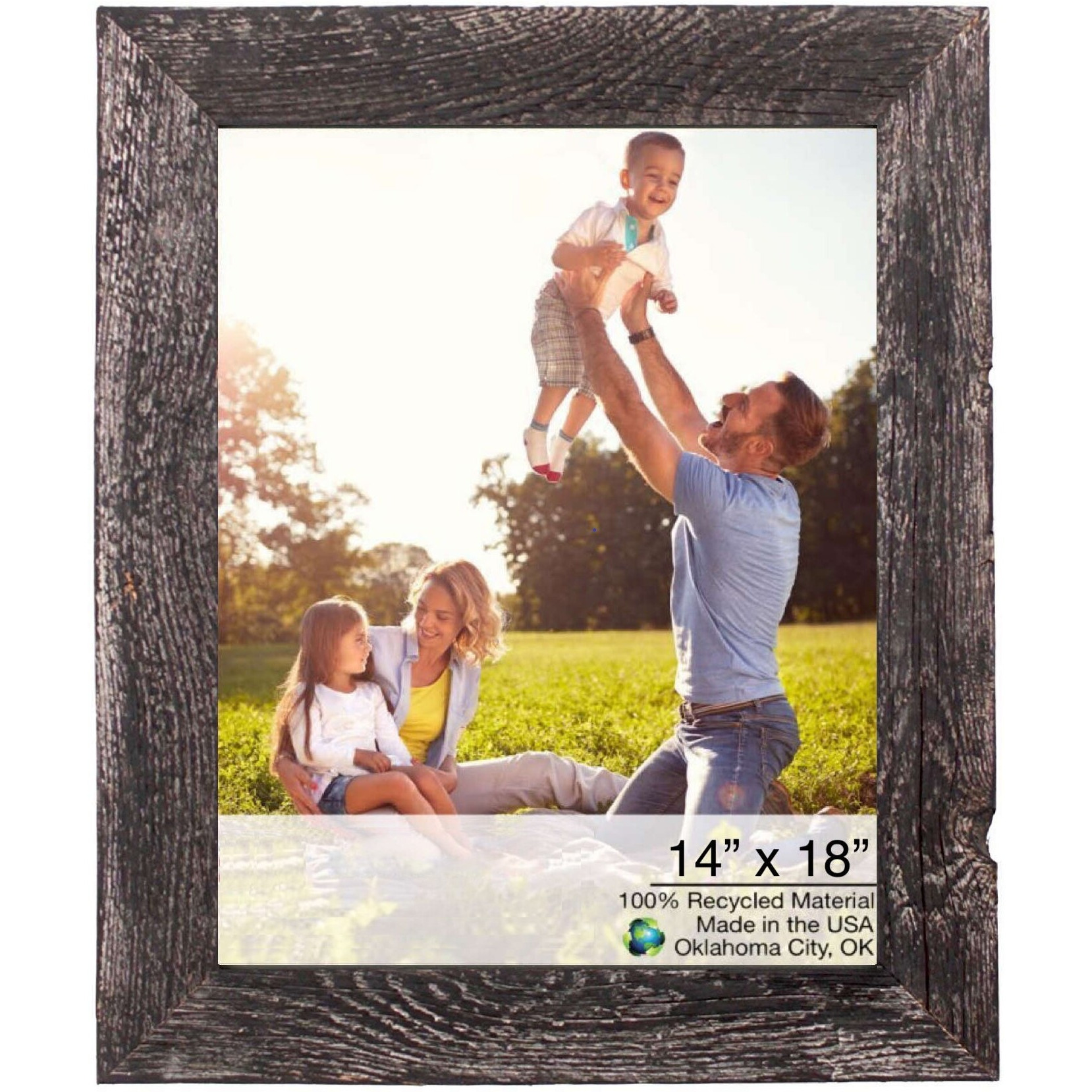 14"" X 18"" Rustic Farmhouse Rustic Black Wood Frame