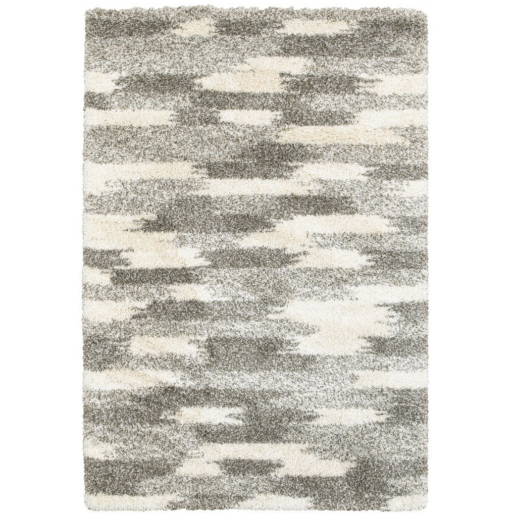 2 X 3 Gray And Ivory Geometric Pattern Scatter Rug