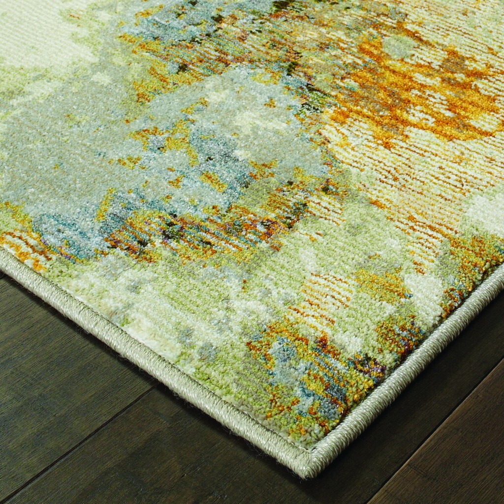 3 X 12 Modern Abstract Gold And Beige Indoor Runner Rug