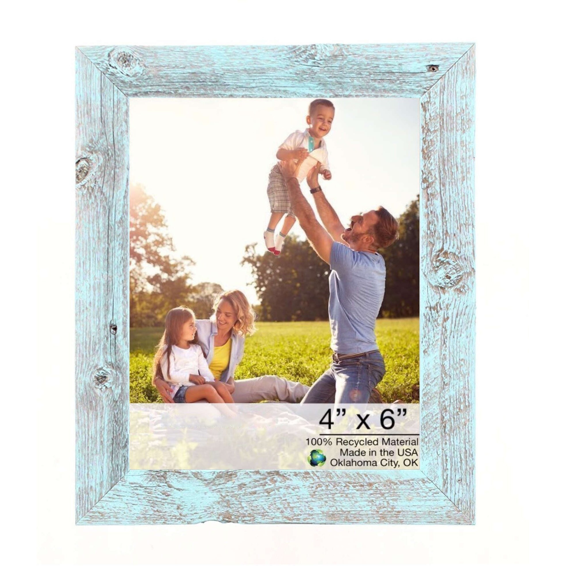 4 X 6 Rustic Farmhouse Light Aqua Blue Wood Frame