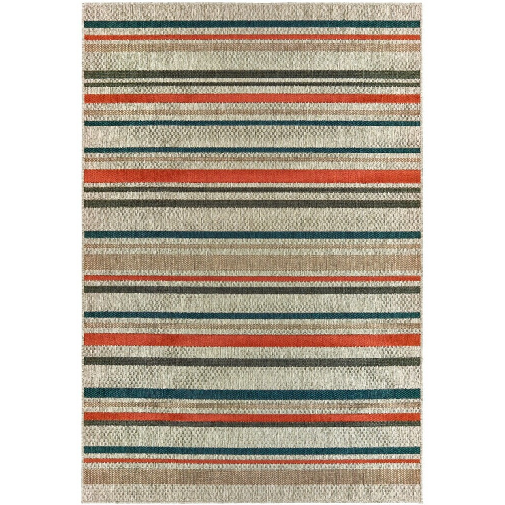 7' X 10' Grey Blue Geometric Indoor Outdoor Area Rug