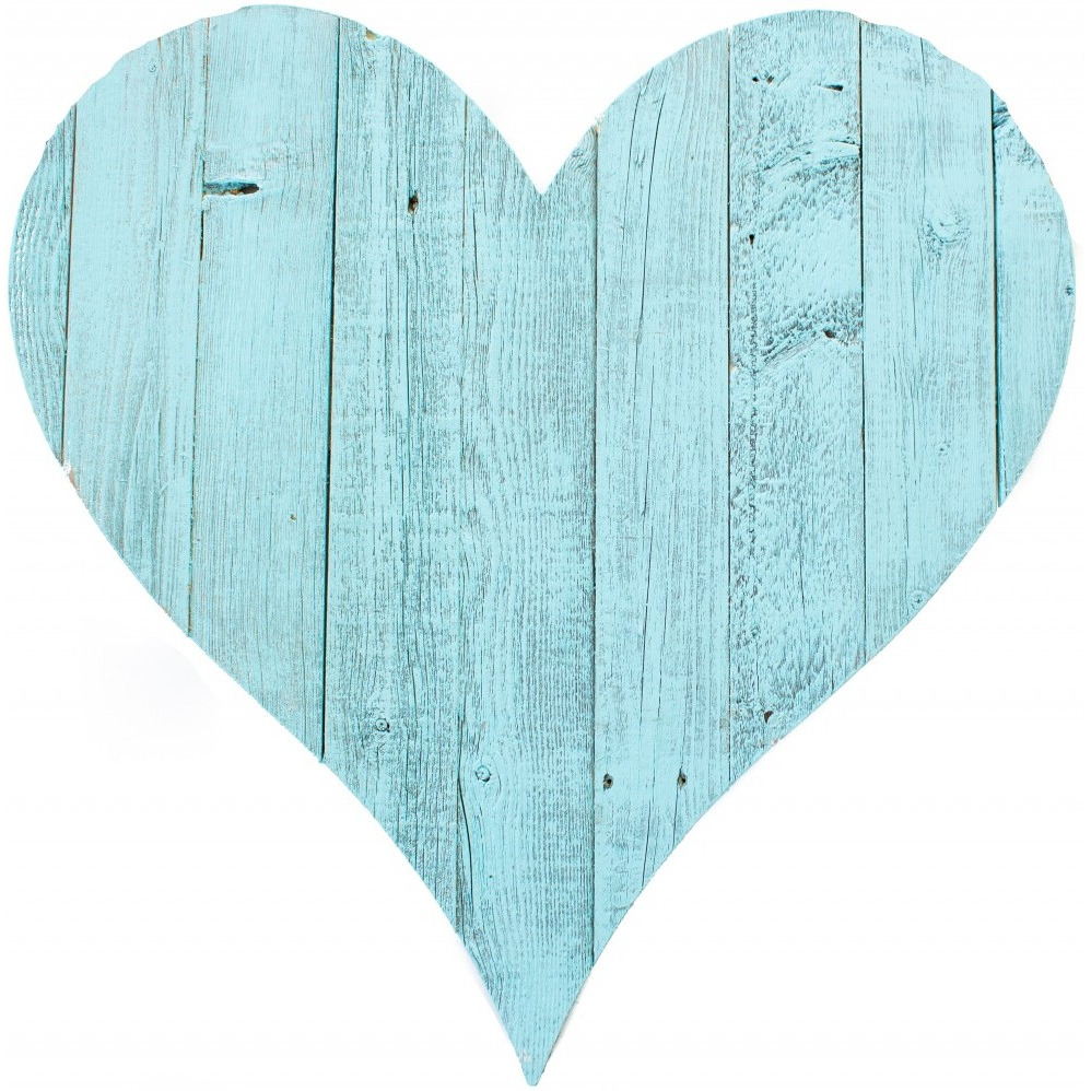 12"" Farmhouse Turquoise Large Wooden Heart
