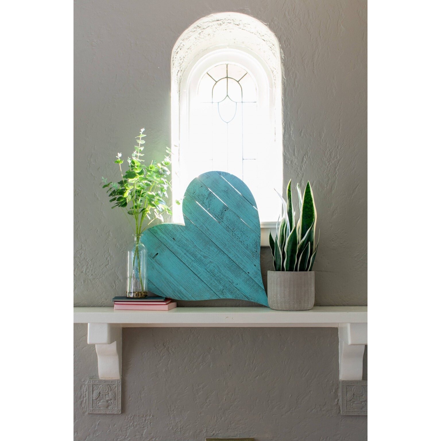 12"" Farmhouse Turquoise Large Wooden Heart