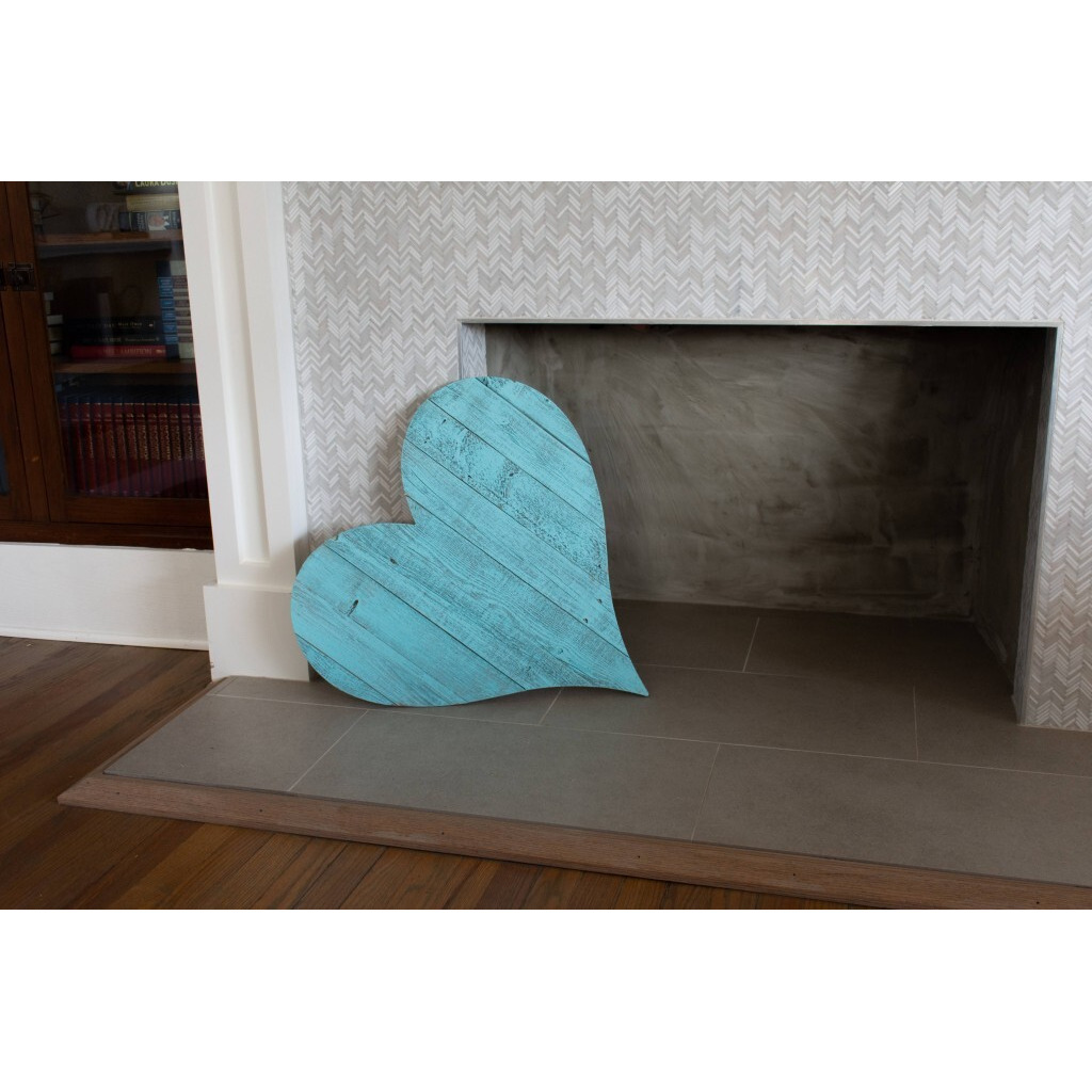12"" Farmhouse Turquoise Large Wooden Heart