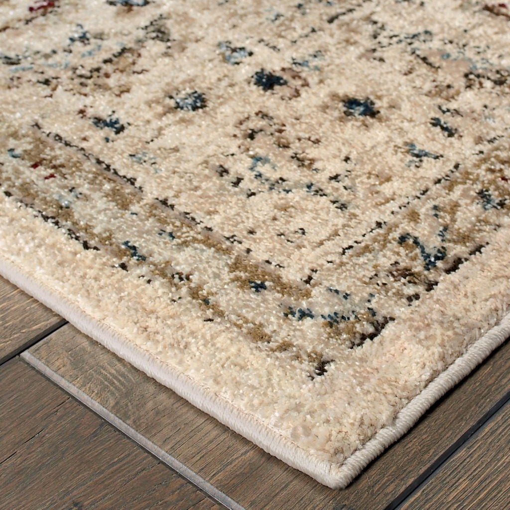 10 X 13 Ivory And Gold Distressed  Indoor Area Rug