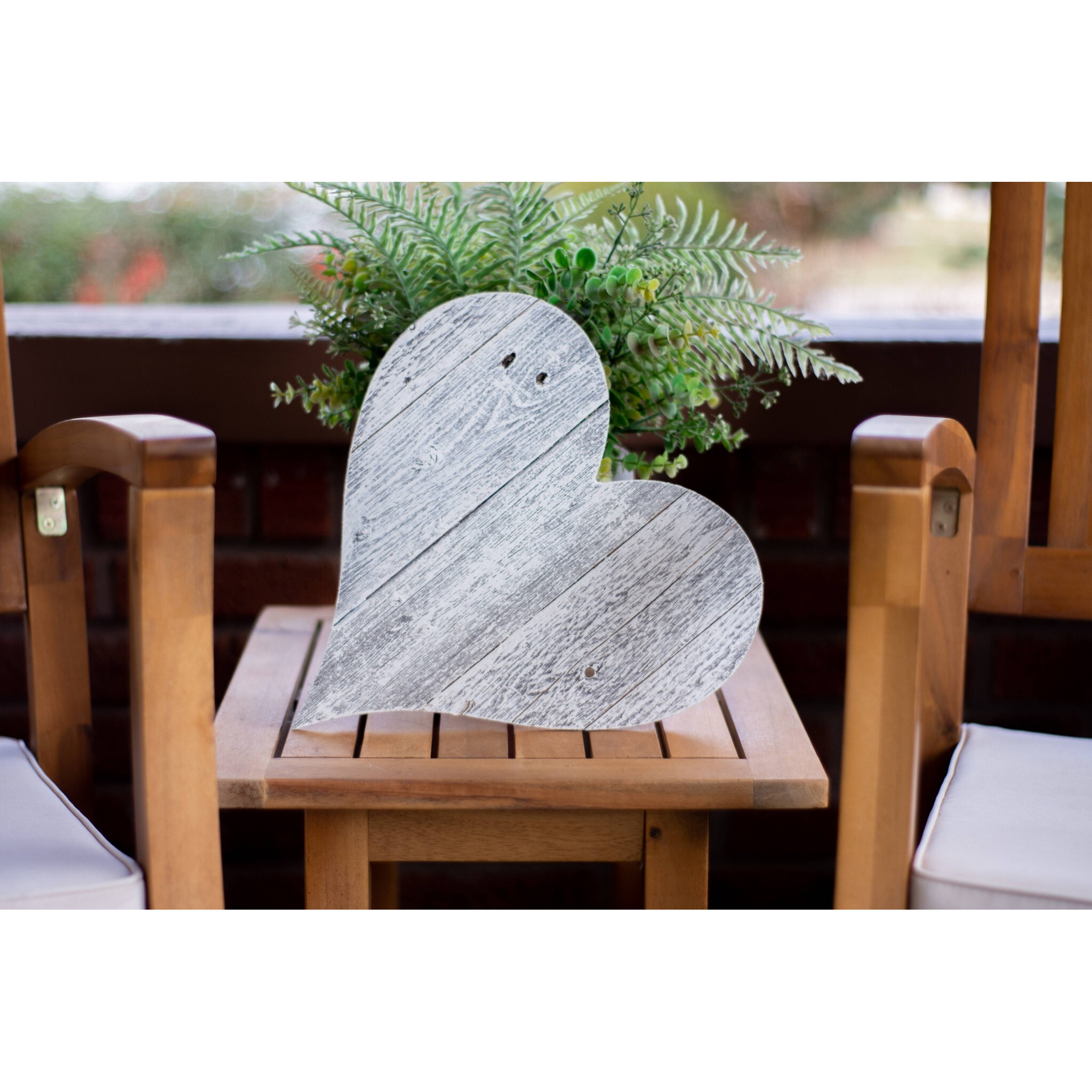 24"" Rustic Farmhouse White Wash Large Wooden Heart