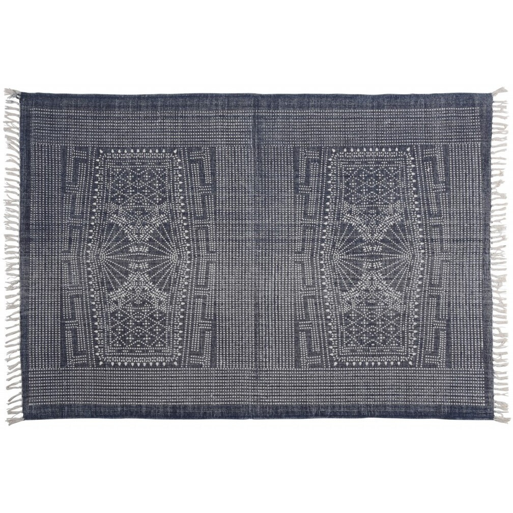 4 X 6 Blue And Ivory Batik Area Rug