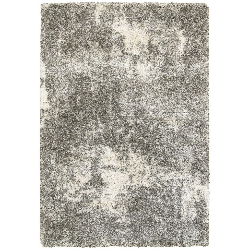 7 X 10 Gray And Ivory Distressed Abstract Area Rug