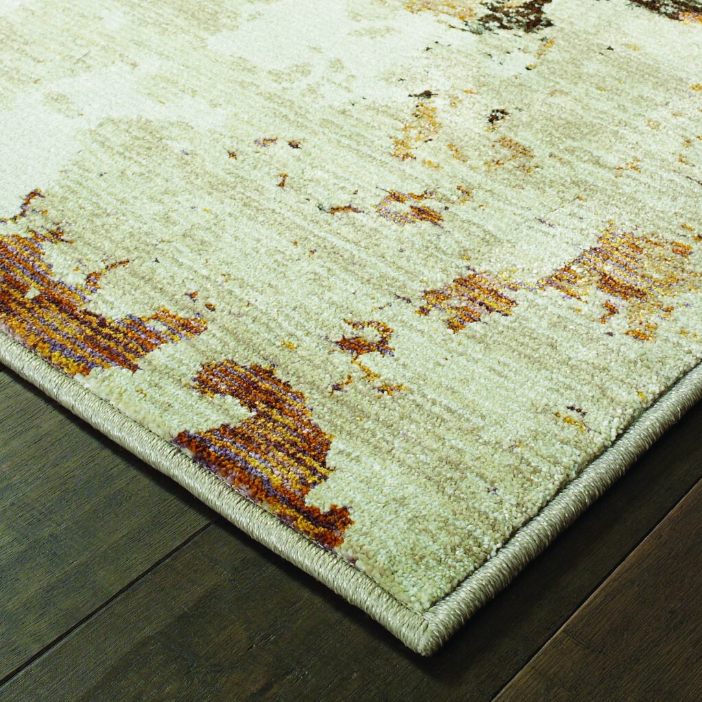 8 X 11 Abstract Weathered Beige And Gray Indoor Area Rug