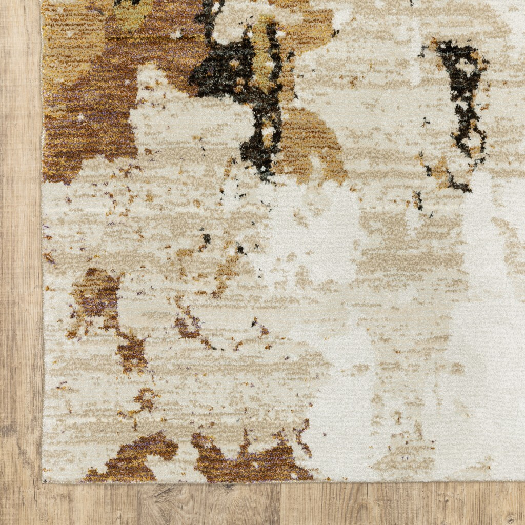 8 X 11 Abstract Weathered Beige And Gray Indoor Area Rug