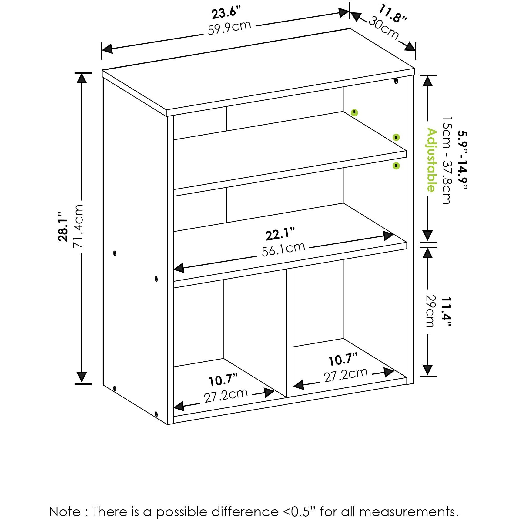 Furinno Pasir 3 Tier Display Bookcase  Black Oak
