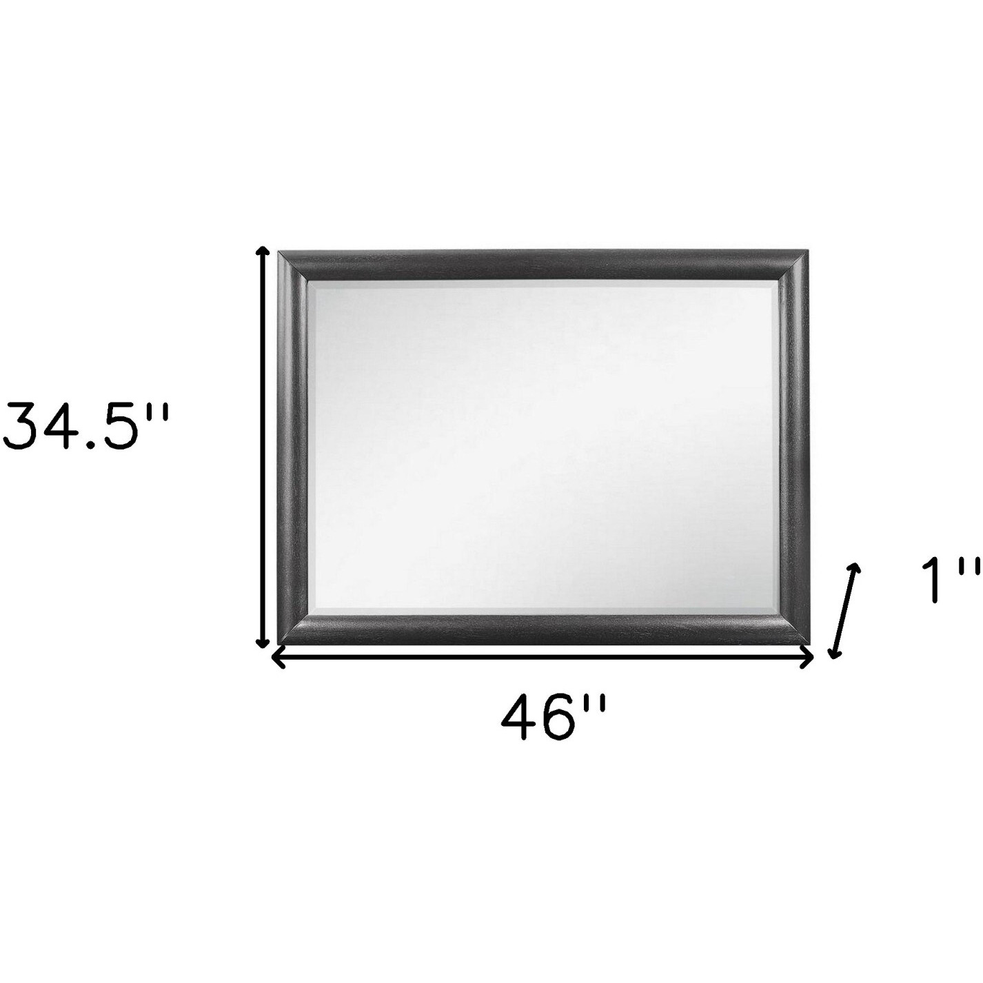 Grey Mirror With Rectangular Wood Trim