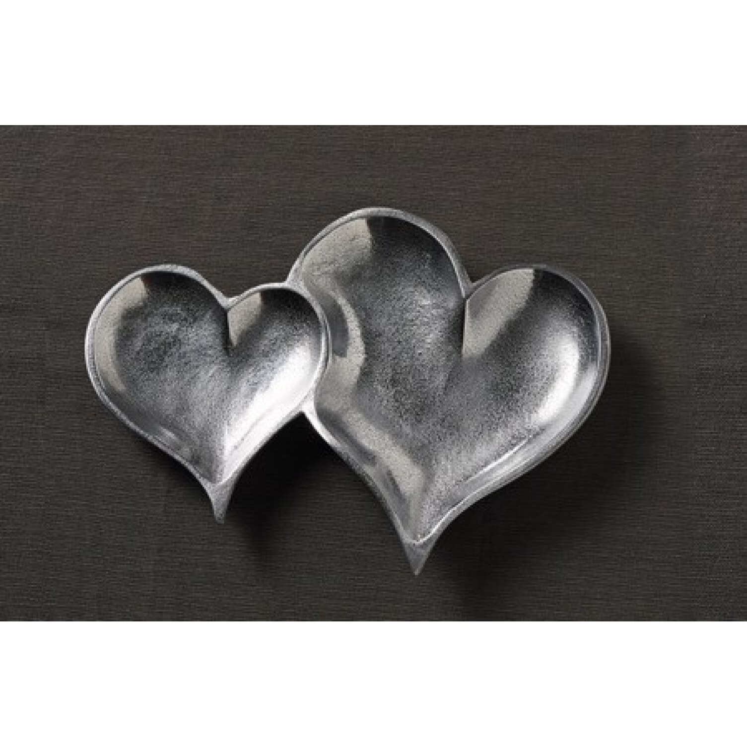 Two Section Textured Silver Heart Shaped Tray