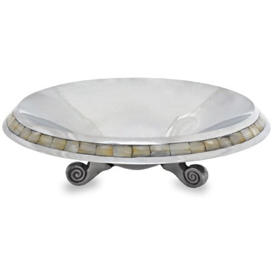 Silver And Mother Of Pearl Pedestal Centerpiece Bowl