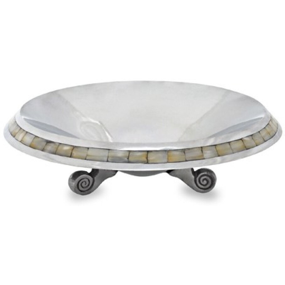 Silver And Mother Of Pearl Pedestal Centerpiece Bowl