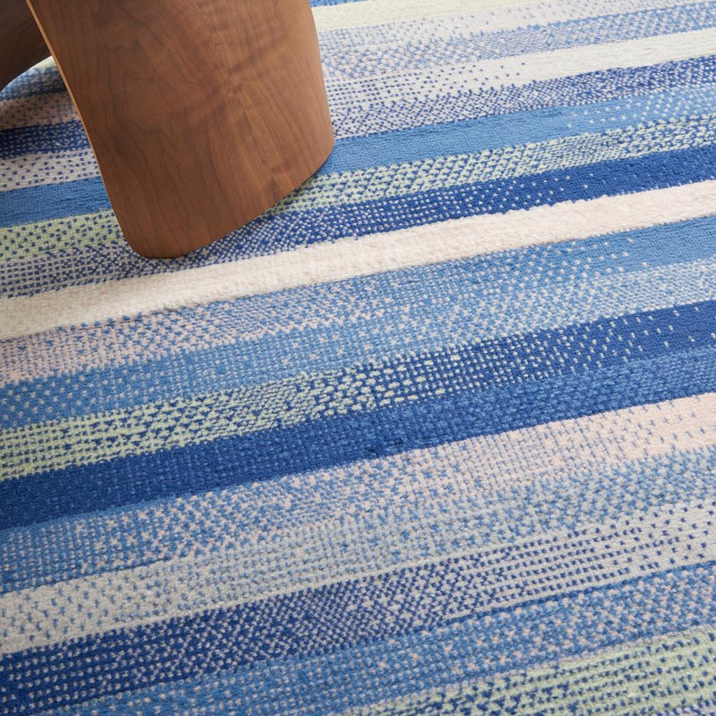 6 X 9 Blue And Ivory Halftone Stripe Area Rug