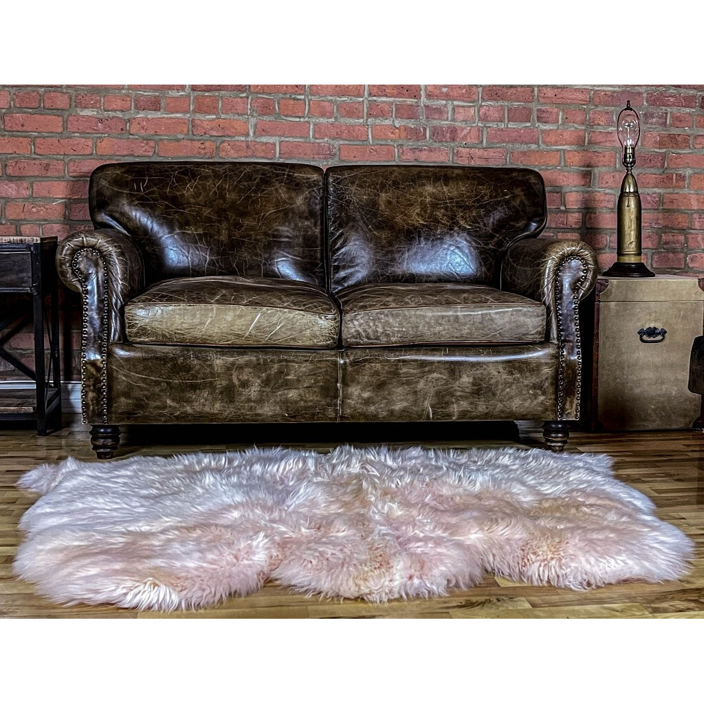 3' X 5' Pink Natural Sheepskin Area Rug