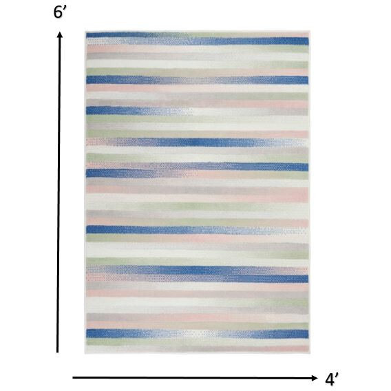 4 X 6 Ivory Halftone Stripe Area Rug
