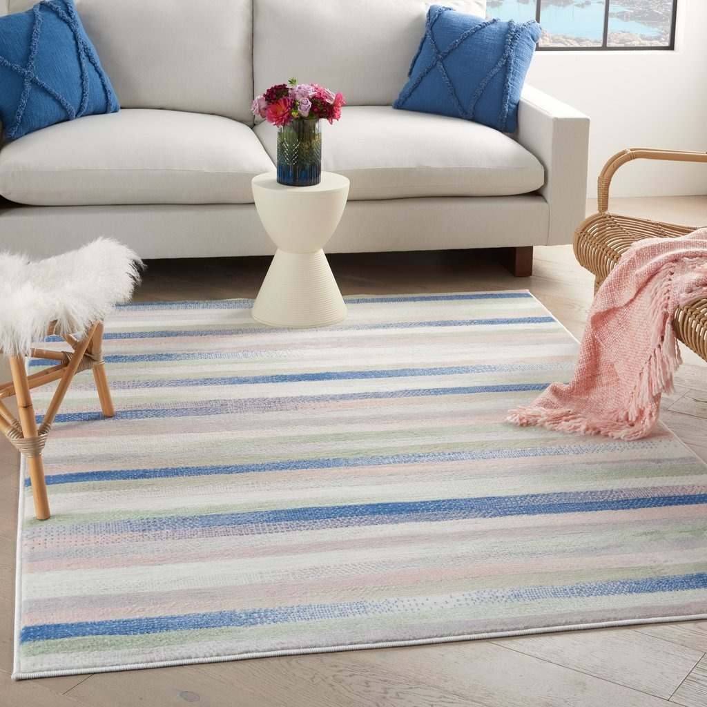 4 X 6 Ivory Halftone Stripe Area Rug