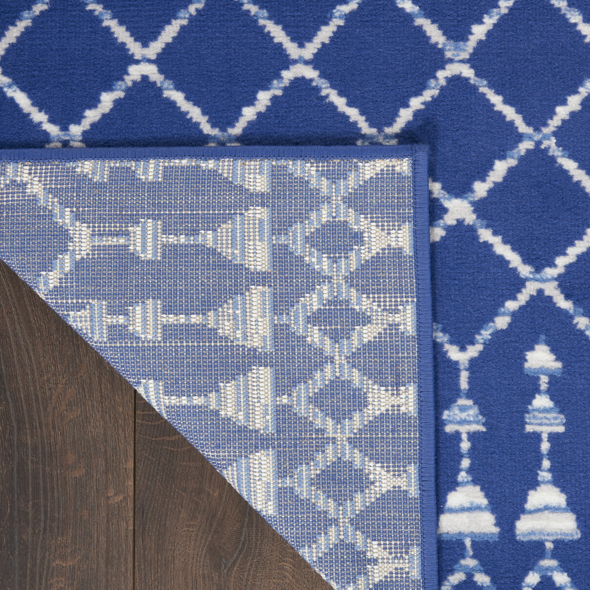 6 X 9 Navy Blue And Ivory Berber Pattern Area Rug