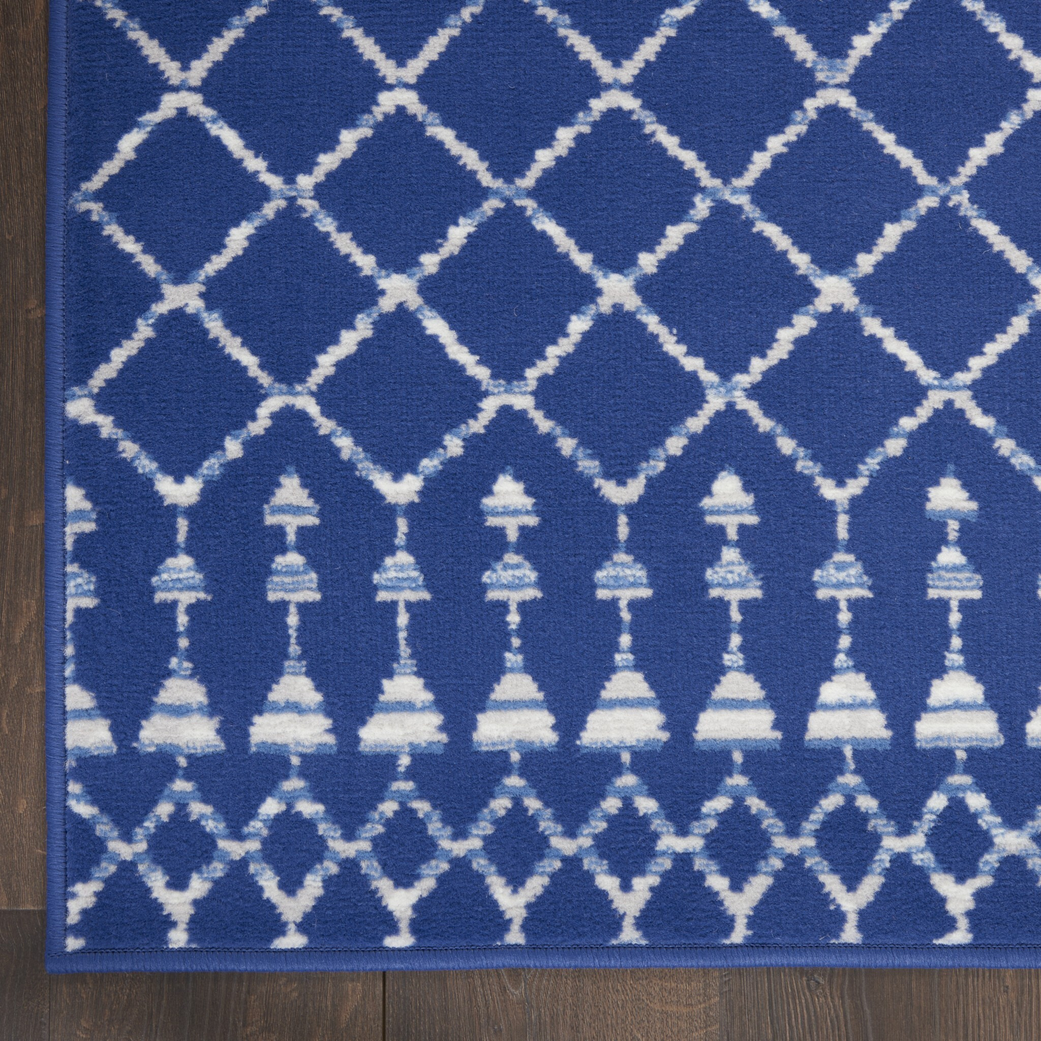 6 X 9 Navy Blue And Ivory Berber Pattern Area Rug